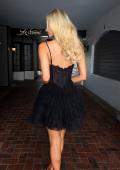 Picture of: Satin Lace-Up Mini Dress in Black, Style: 33318, Detail Picture 2