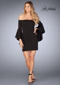 Picture of: Off the Shoulder Ruffle Sleeve Homecoming Dress in Black, Style: 25033, Detail Picture 3