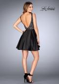 Picture of: Short Satin Homecoming Dress with Cut Outs in Black, Style: 25132, Detail Picture 3