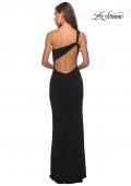 Picture of: One Shoulder Dress with Ruching and Leg Slit in Black, Style: 28135, Detail Picture 3