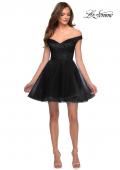 Picture of: Off The Shoulder Tulle Dress with Lace and Rhinestone Bodice in Black, Style: 29267, Detail Picture 3