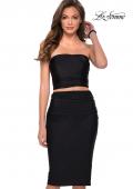 Picture of: Two Piece Party Dress with Midi Length Skirt and Tube Top in Black, Style: 29484, Detail Picture 3