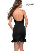 Picture of: Fitted Ruffle Skirt Short Dress with Square Neckline in Black, Style 30945, Detail Picture 3
