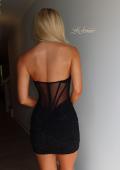 Picture of: Strapless Sparkle Mini Dress in Black, Style 33324, Detail Picture 3