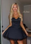 Picture of: Embellished Lace Trim Fit-and-Flare Mini Dress in Black, Style 34144, Detail Picture 3