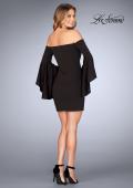 Picture of: Off the Shoulder Ruffle Sleeve Homecoming Dress in Black, Style: 25033, Detail Picture 4