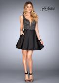 Picture of: Short Satin Homecoming Dress with Cut Outs in Black, Style: 25132, Detail Picture 4