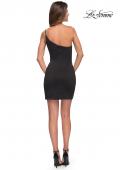 Picture of: One Shoulder Mini Dress with Slit in Black, Style 30927, Detail Picture 4