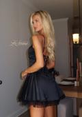 Picture of: Embellished Lace Trim Fit-and-Flare Mini Dress in Black, Style 34144, Detail Picture 4