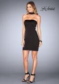 Picture of: Tight Jersey Homecoming Dress with Attached Choker in Black, Style: 25062, Detail Picture 5