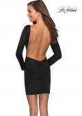 Picture of: Long Sleeve Dress with Wrap Skirt and Open Back in Black, Style: 28192, Detail Picture 5