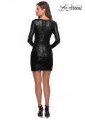 Picture of: Long Sleeve Sequin Dress with Side Ruching in Black, Style: 28219, Detail Picture 5