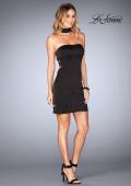 Picture of: Tight Jersey Homecoming Dress with Attached Choker in Black, Style: 25062, Detail Picture 6