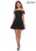Picture of: Off the Shoulder Lace Fit and Flare Homecoming Dress in Black, Style: 28122, Detail Picture 6