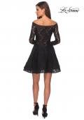 Picture of: Short Lace Dress with Off The Shoulder Long Sleeves in Black, Style: 28175, Detail Picture 6