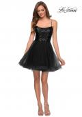 Picture of: Tulle and Sequin Short Party Dress with Corset Back in Black, Style: 29237, Detail Picture 6