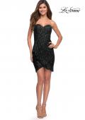 Picture of: Sweetheart Strapless Dress with Ruffle Skirt in Black, Style 30932, Detail Picture 6