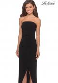 Picture of: Long Strapless Jersey Dress with Side Ruching in Black, Style: 28204, Detail Picture 7