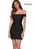 Picture of: Short Off The Shoulder Dress with Lace Up Back in Black, Style: 29268, Detail Picture 7