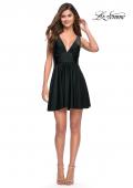 Picture of: Short Flare Dress with V Neckline and Fitted Waist in Black, Style 30926, Detail Picture 7