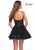Picture of: Corset Fit and Flare Dress with V Neckline in Black, Style 30941, Detail Picture 7
