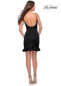 Picture of: Fitted Ruffle Skirt Short Dress with Square Neckline in Black, Style 30945, Detail Picture 7