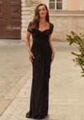 Picture of: Ruched Lace Bodice Gown with Draped Skirt in Black, Style: 33161, Main Picture