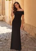 Picture of: Off the Shoulder Lace Trim Evening Gown in Black, Style: 33329, Main Picture
