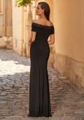 Picture of: Off the Shoulder Lace Trim Evening Gown in Black, Style: 33329, Back Picture