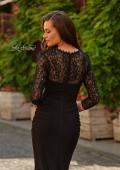 Picture of: Ruched Gown with Lace Illusion Sleeves and Sweetheart Neckline in Black, Style: 33147, Detail Picture 7