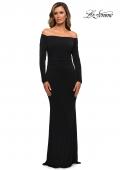Picture of: Long Sleeve Off The Shoulder Jersey Evening Gown in Black, Style: 28054, Main Picture