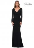 Picture of: Long Sleeve Jersey Evening Dress with Ruching in Black, Main Picture