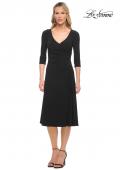 Picture of: Chic Tea Length Jersey Dress with Ruching in Black, Style: 30069, Main Picture