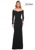 Picture of: Off the Shoulder Jersey Evening Dress with Long Sleeves in Black, Style: 30073, Main Picture