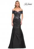 Picture of: Satin Mermaid Gown with Sequin Beaded Top in Black, Style: 30404, Main Picture