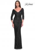 Picture of: Evening Dress in Unique Sequin Fabric with Sleeves in Black, Style: 31681, Main Picture