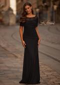 Picture of: Ruched Black Evening Dress with Illusion Lace Neckline in Black, Style: 33120, Main Picture