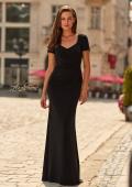 Picture of: Short Sleeve Jersey Gown with Sweetheart Neckline and Ruching in Black, Style: 33146, Main Picture