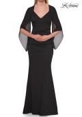 Picture of: V-Neck Gown with Sheer Flutter Sleeves in Black, Style: 33215, Detail Picture 8