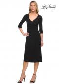 Picture of: Chic Tea Length Jersey Dress with Ruching in Black, Style: 30069, Detail Picture 9