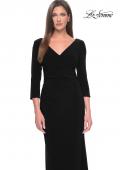 Picture of: Long Evening Dress with Wrap Style Neckline in Black, Style: 31020, Detail Picture 9