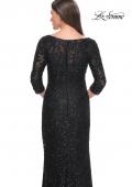 Picture of: Fitted Beaded Lace Evening Gown with Ruching in Black, Style: 31721, Detail Picture 12