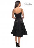 Picture of: Tea Length Lace Dress with Spaghetti Straps in Black, Style: 27748, Back Picture