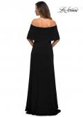 Picture of: Off the Shoulder Jersey Gown with Column Skirt in Black, Style: 28209, Back Picture