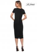 Picture of: Ruched Jersey Below the Knee Dress with Short Sleeves in Black, Back Picture
