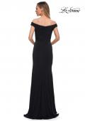 Picture of: Off the Shoulder Ruched Jersey Gown in Black, Back Picture