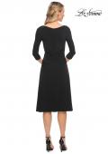 Picture of: Chic Tea Length Jersey Dress with Ruching in Black, Style: 30069, Back Picture