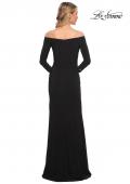 Picture of: Off the Shoulder Jersey Evening Dress with Long Sleeves in Black, Style: 30073, Back Picture