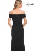 Picture of: Beaded Long Jersey Off the Shoulder Gown in Black, Style: 30117, Back Picture
