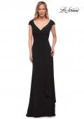 Picture of: Jersey Dress with Knot at Waist and Short Sleeves in Black, Detail Picture 1
